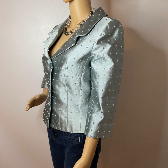 Baby blue 100% silk beaded sixties vintage jacket! - Picture 6 of 11